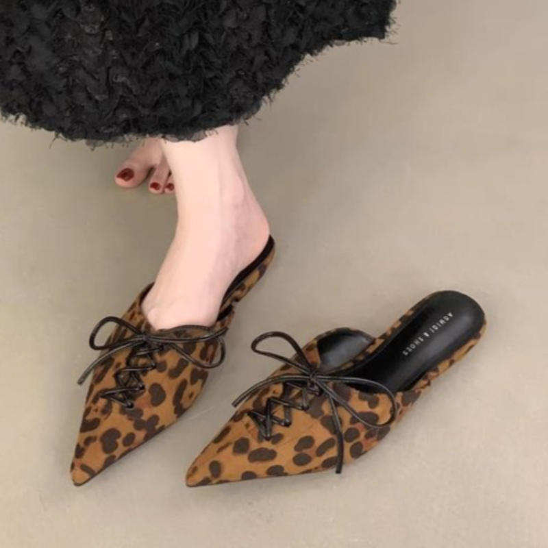 Women Shoes Size 7 - Leopar Kadın Terlikleri Topuklu Sandaletler Sivri
