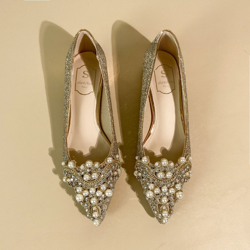 Women'S Shoes Non Slip - Yüksek Kaliteli Taşlı Blok Topuklu Tek