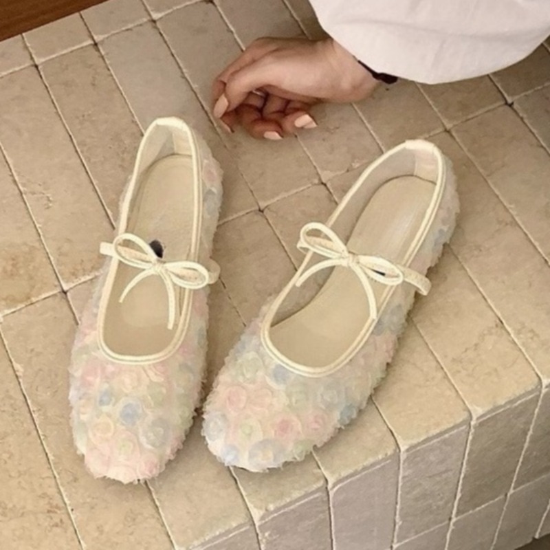 Mary Jane Shoes - Nazik Yeni Çin Gülü Fileli Mary