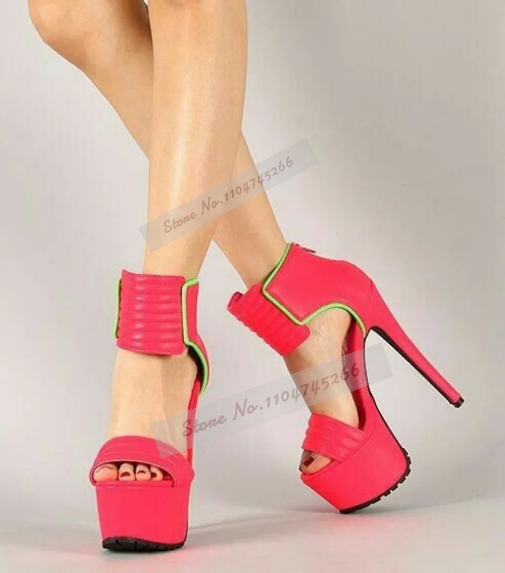 Gül Kırmızı Mat Deri Çizgili Y - Wide Fit Heels incelemesi ve fiyatı