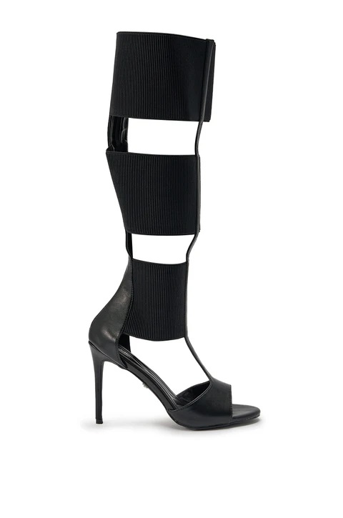 Siyah Geniş Kare Deri Ekose Sa - Wide Fit Heels incelemesi ve fiyatı